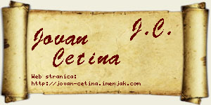 Jovan Cetina vizit kartica